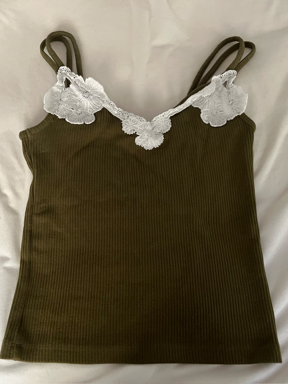 Madewell Olive Green Lace Tank top
